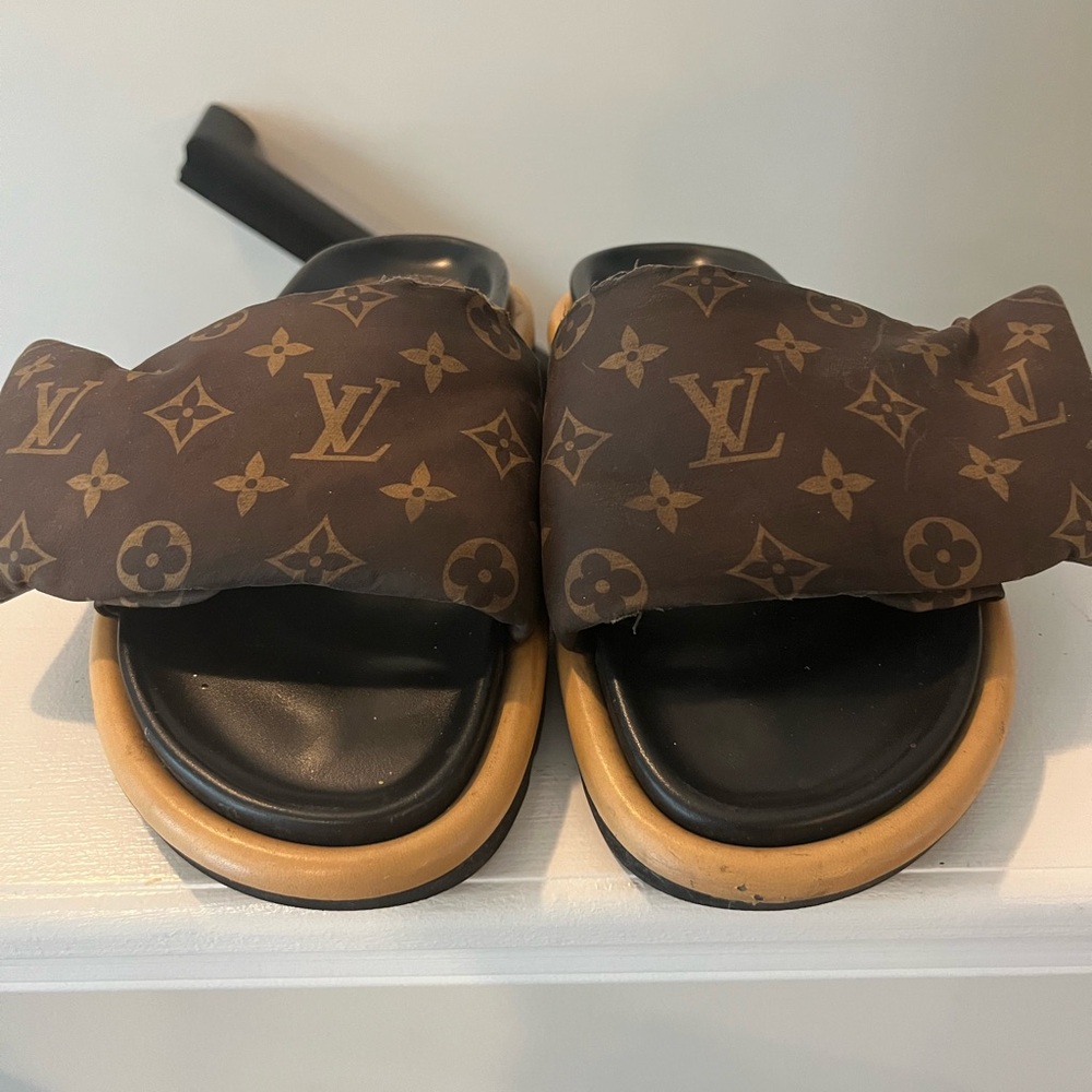 Louis Vuitton Brown and Black Slide Sandals